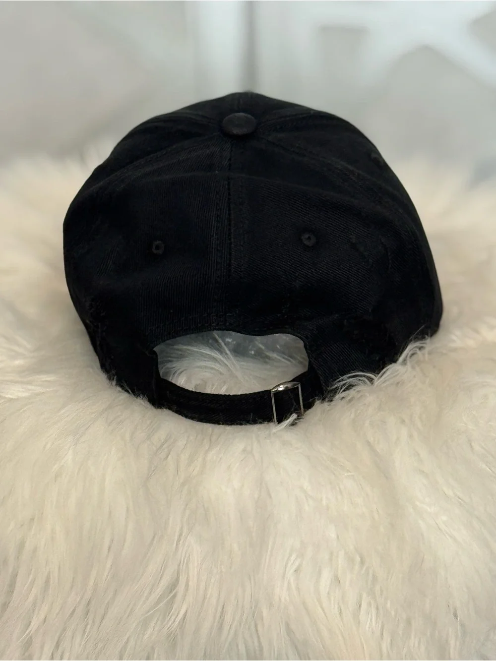 New Arrivals! Black Distressed Baseball Cap with Gold RB Logo